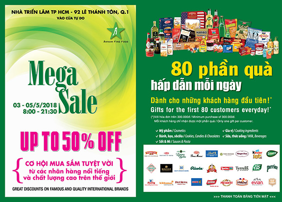 Giảm giá lên đến 50% tại Ân Nam Mega Sales 2018