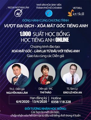 Diễn giả MC Thi Thảo đồng hành cùng Th.s Nguyễn Mai Lâm và Tiến sỹ tâm lý Đào Lê Hòa An trao 1000 học bổng tiếng anh trong dịp Covid19