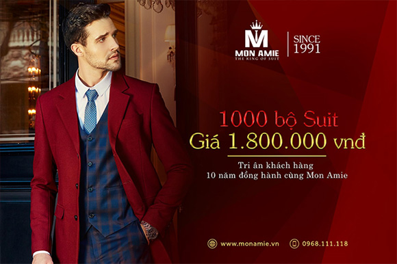 ƯU ĐÃI 1000 BỘ SUIT TRI ÂN KHÁCH HÀNG CỦA MON AMIE VESTON