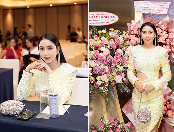 At the press conference announcing the Miss Glam Business contest, Miss Trinh Thanh Hong showed off her sweet beauty as a VIP guest.